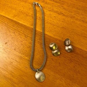 Ann Taylor, Silver matte tone necklace & earrings set. Cute, goes w/ everything.